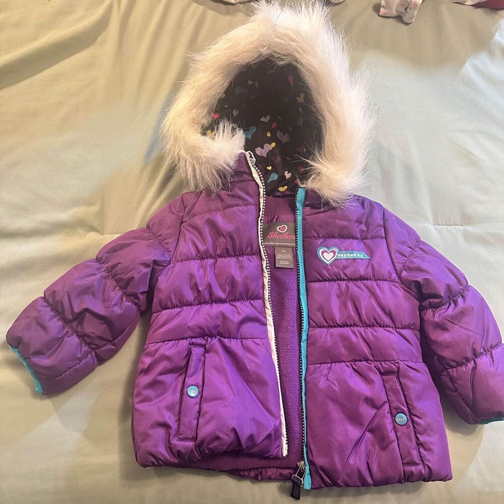 Toddler Girl 18 Month‎ Sketchers puffer rain coat with blue detail